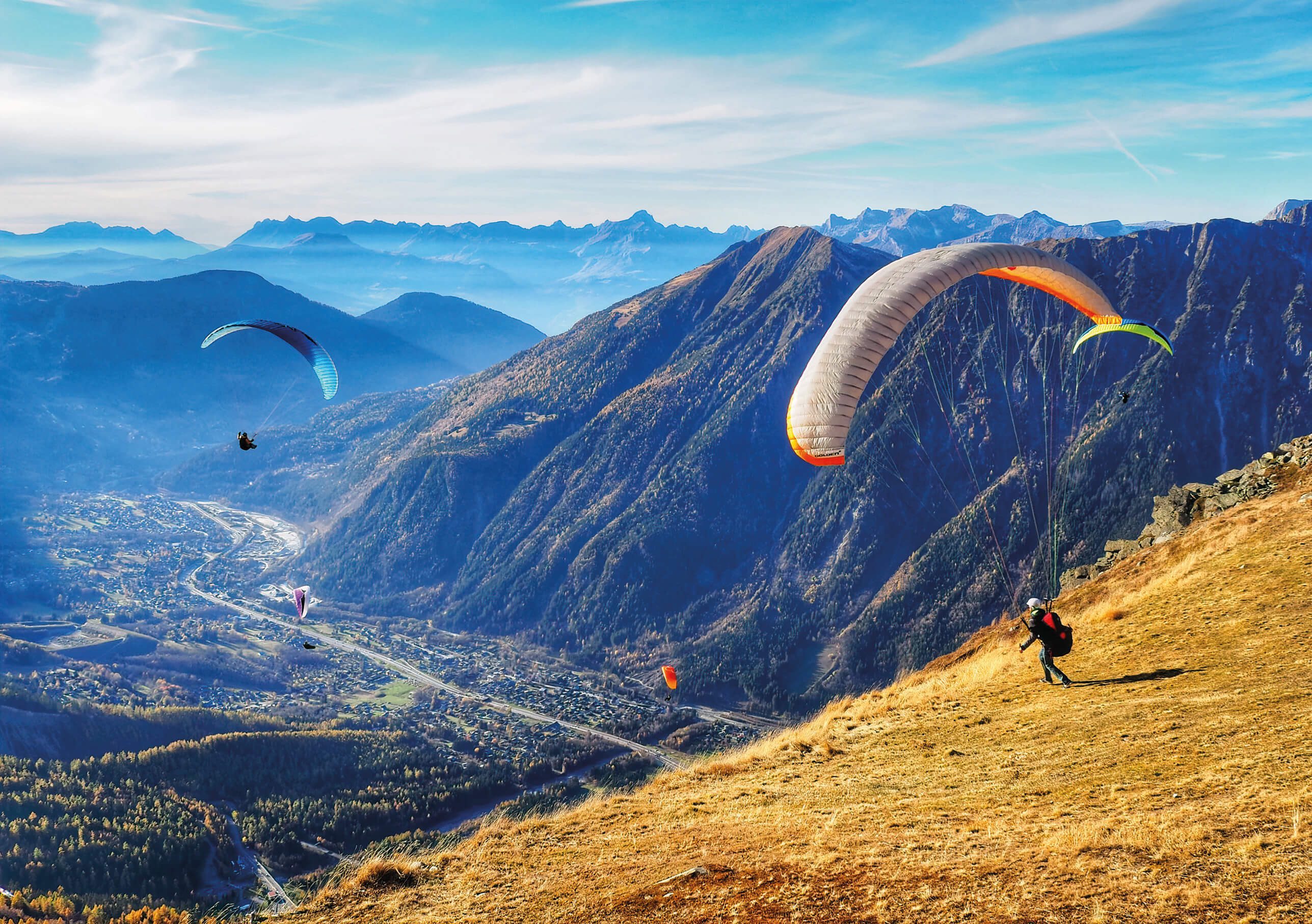 A person is paragliding.