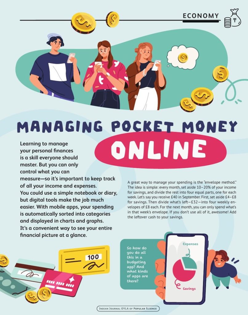 Opening page of “Managing Pocket Money Online” in OYLA 12+, Vol. 8, Issue 8