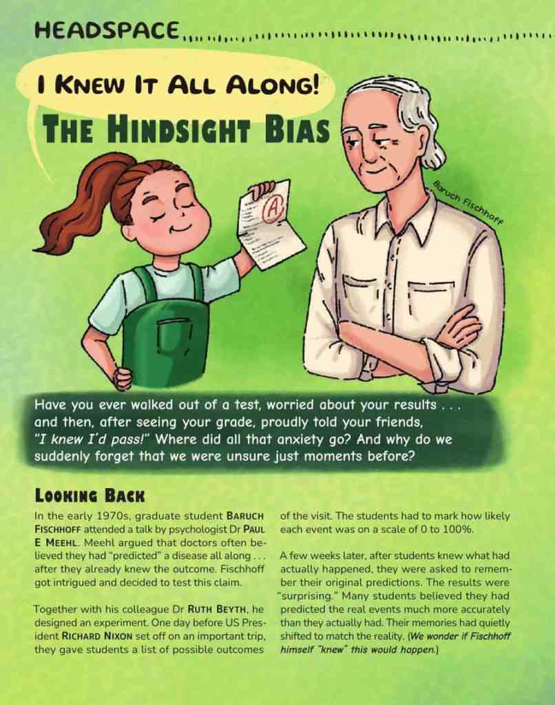 Opening page of “I Knew It All Along! The Hindsight Bias” in OYLA Junior #12