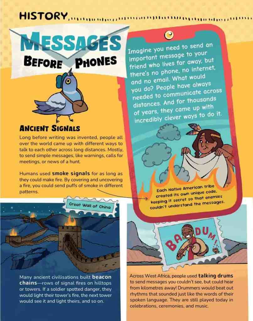 Opening page of “Messages Before Phones” in OYLA Junior #11