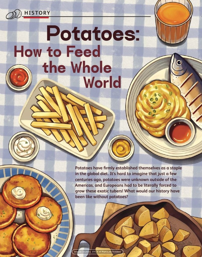 Opening page of “Potatoes: How to Feed the Whole World” in OYLA 12+, Vol. 8, Issue 8