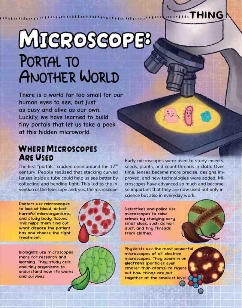 Opening page of “Microscope: Portal to Another World” in OYLA Junior #11