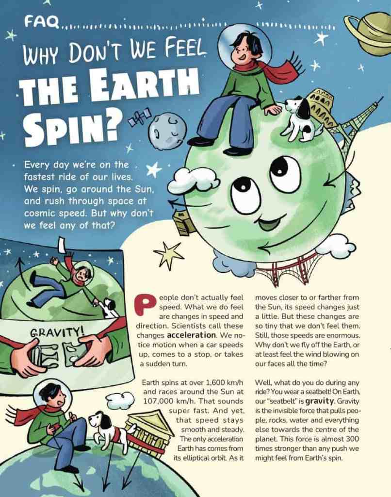 Opening page of “Why Don't We Feel the Earth Spin?” in OYLA Junior #12