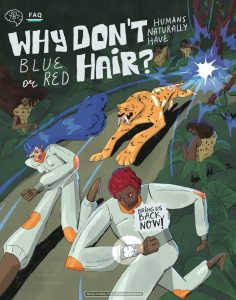 Opening page of “Why Don't Humans Naturally Have Blue or Red Hair?” in OYLA 12+, Vol. 8, Issue 8